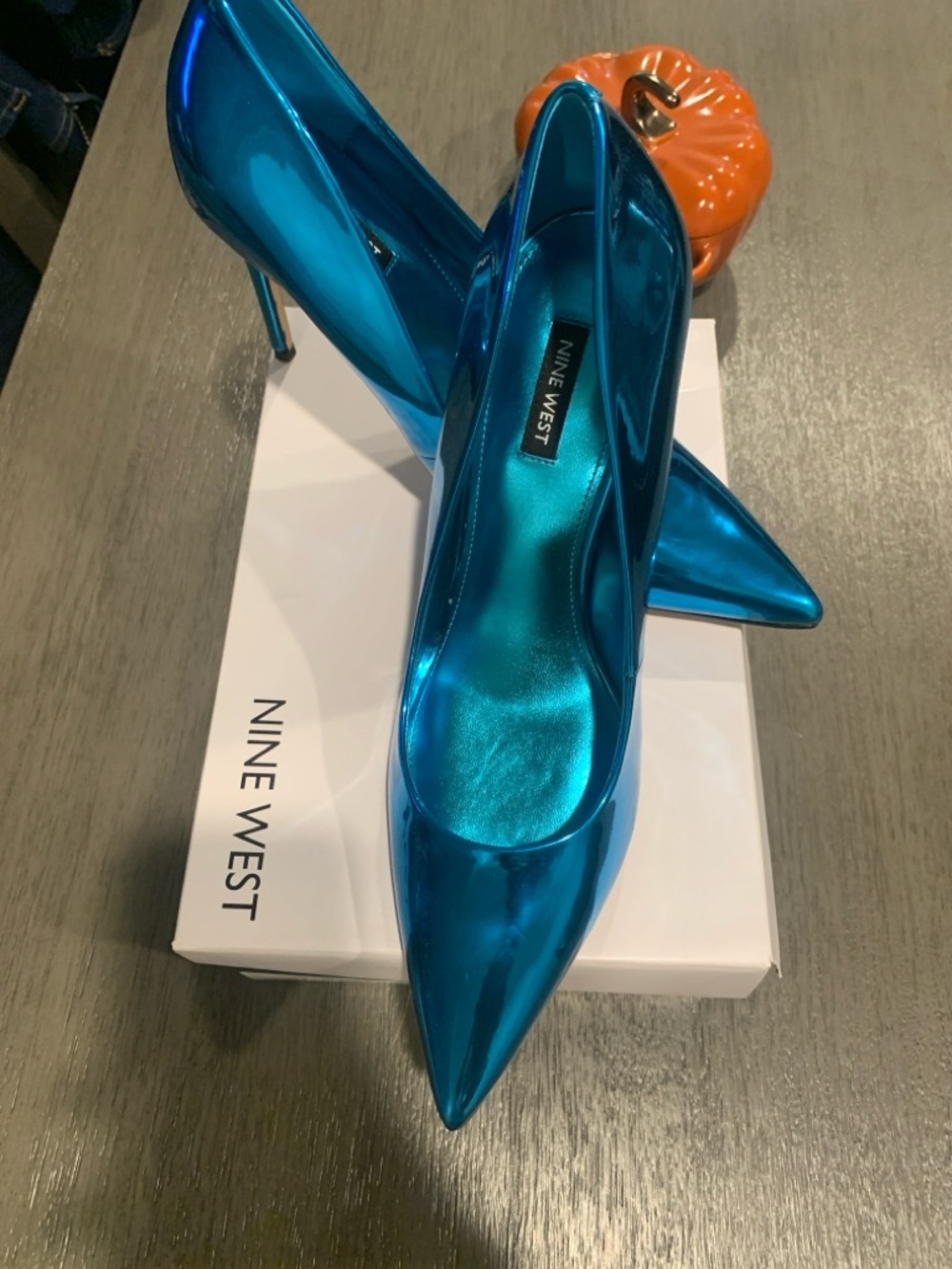 Nine West Metallic Teal Blue Pointed-Toe Stiletto Pumps